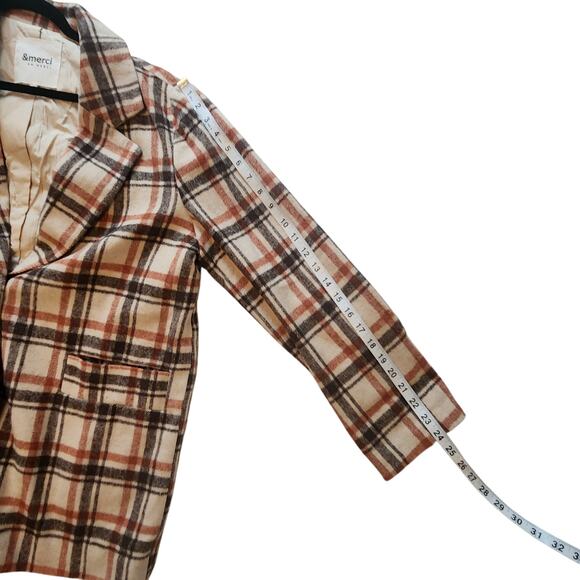 &merci Barn Coat Super Soft Plaid Jacket, Pea Coat style, 2 button Shacket Sz M - Picture 8 of 9